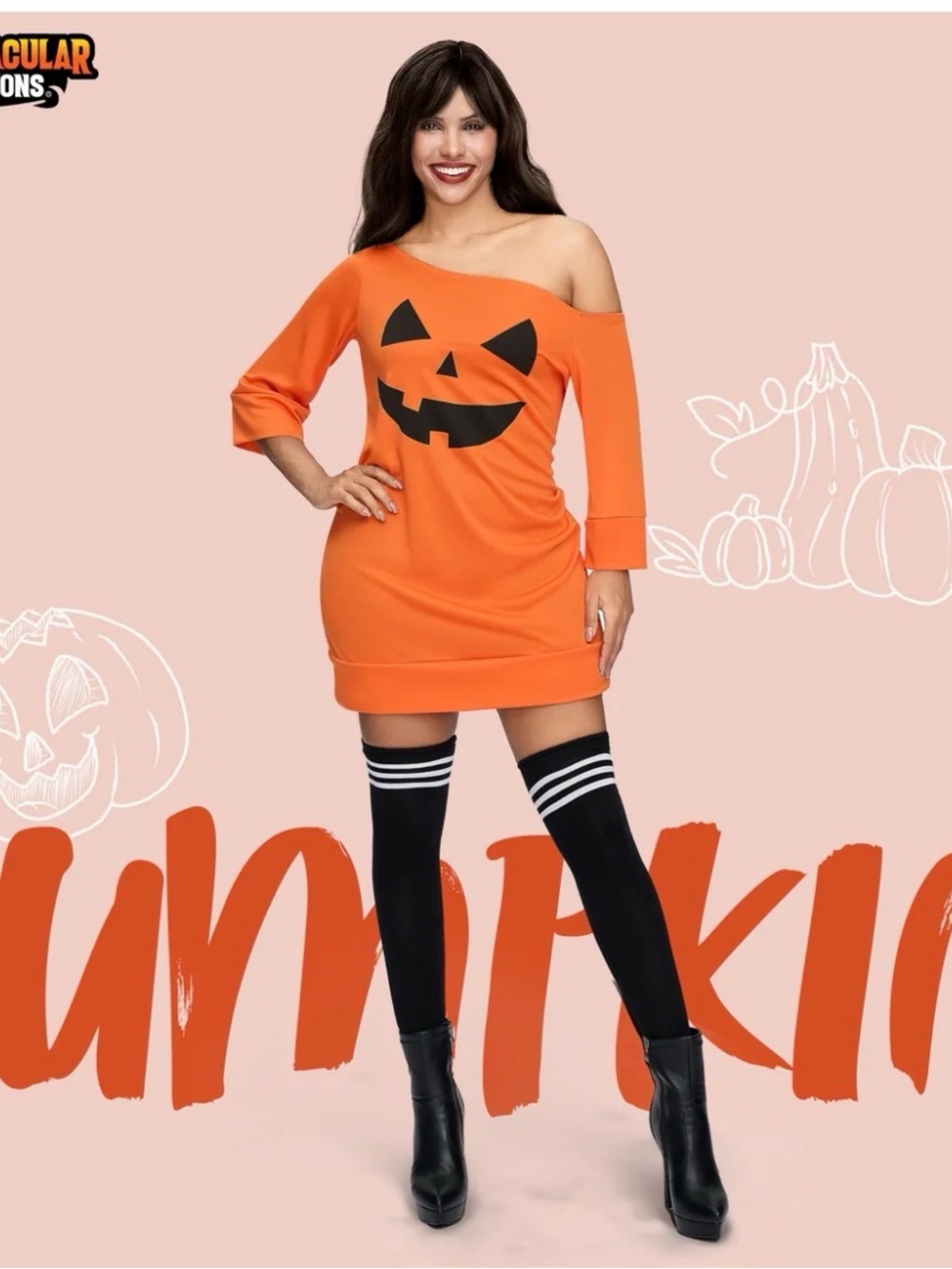 NWOT Spooktacular
Creations Women's Pumpkin
Halloween Costume Dress
Medium